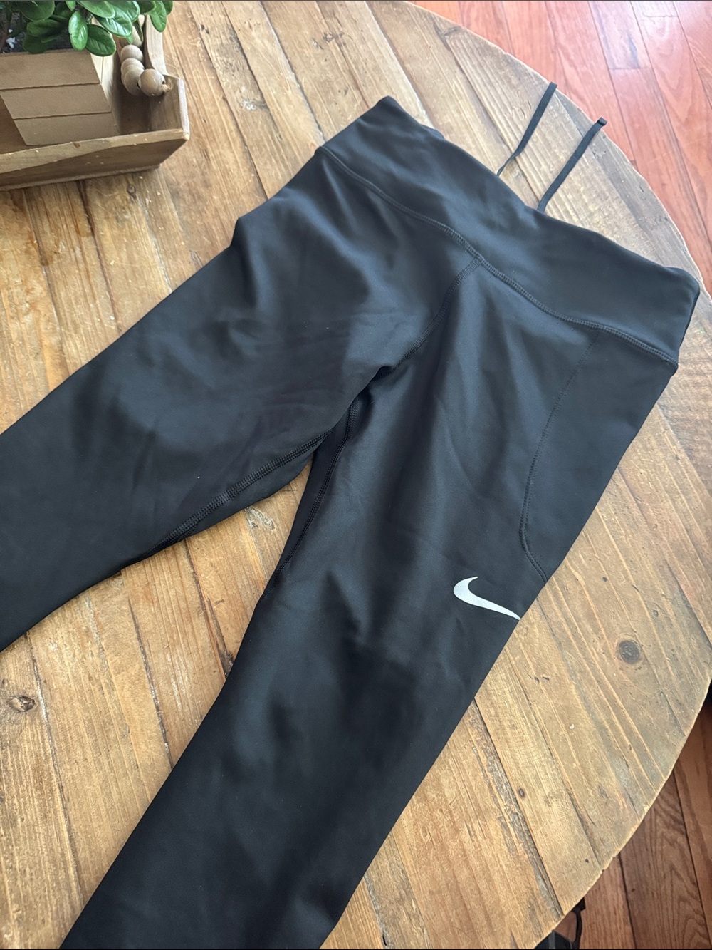 Nike Kids Black Performance Leggings with White Swoosh